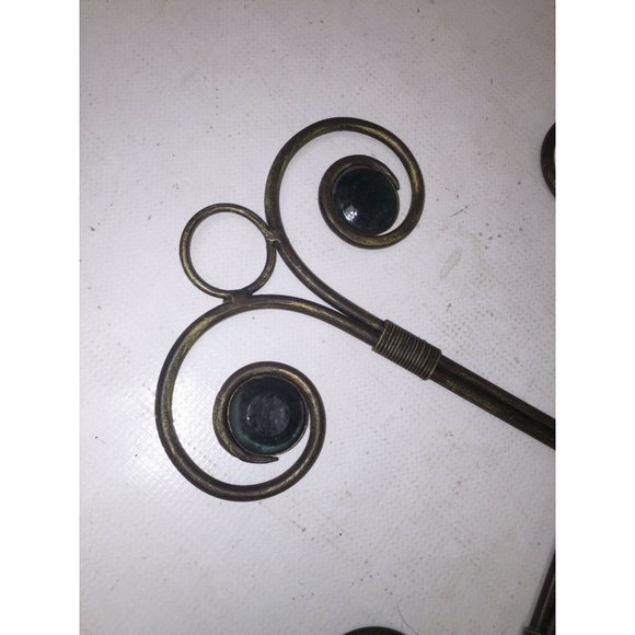 Pretty METAL swirled CROSS Pillar CANDLE Holder Sconce gold accent - Picture 5 of 10